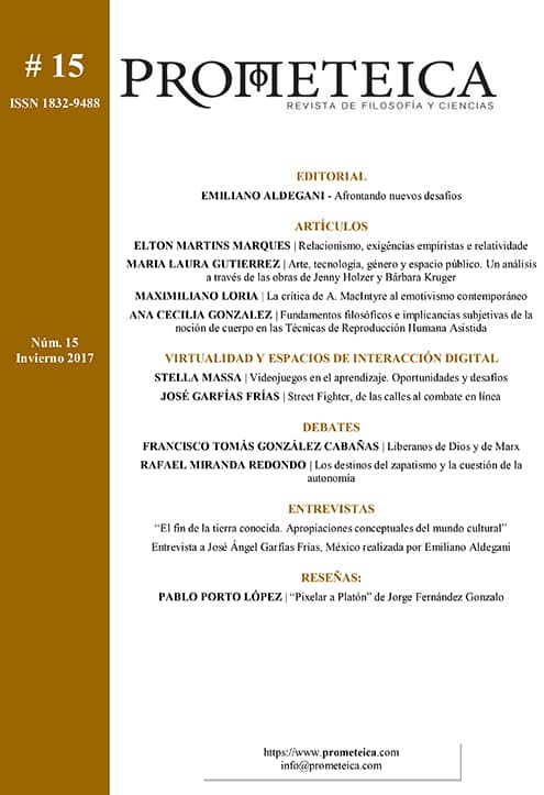 Prometeica - Revista de Filosofía y Ciencias - Núm. 15 (2017): Prometeica - nº 15 (08/2017 - 01/2018)