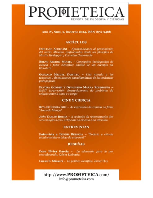 Prometeica - Revista de Filosofía y Ciencias - Prometeica – nº 9 (02/2014 - 01/2015), Núm. 9 (2014)