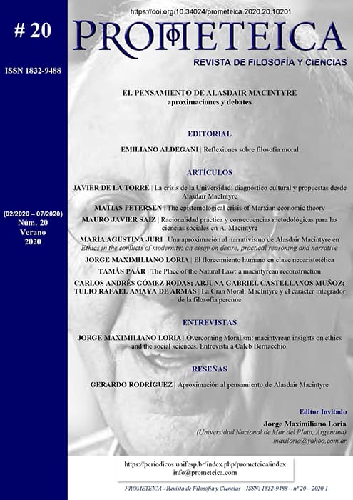 Prometeica - Revista de Filosofía y Ciencias - Núm. 20 (2020): Prometeica - nº 20 (02/2020 - 07/2020)