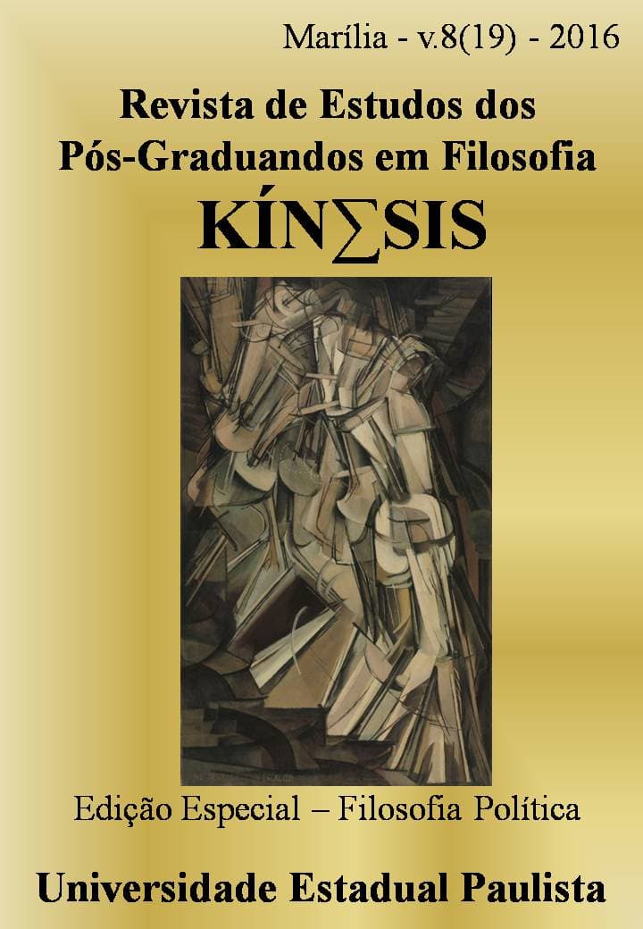 Kínesis - Revista de Estudos dos Pós-Graduandos em Filosofia - Edição Especial - Filosofia Política, v. 8 n. 19 (2016)