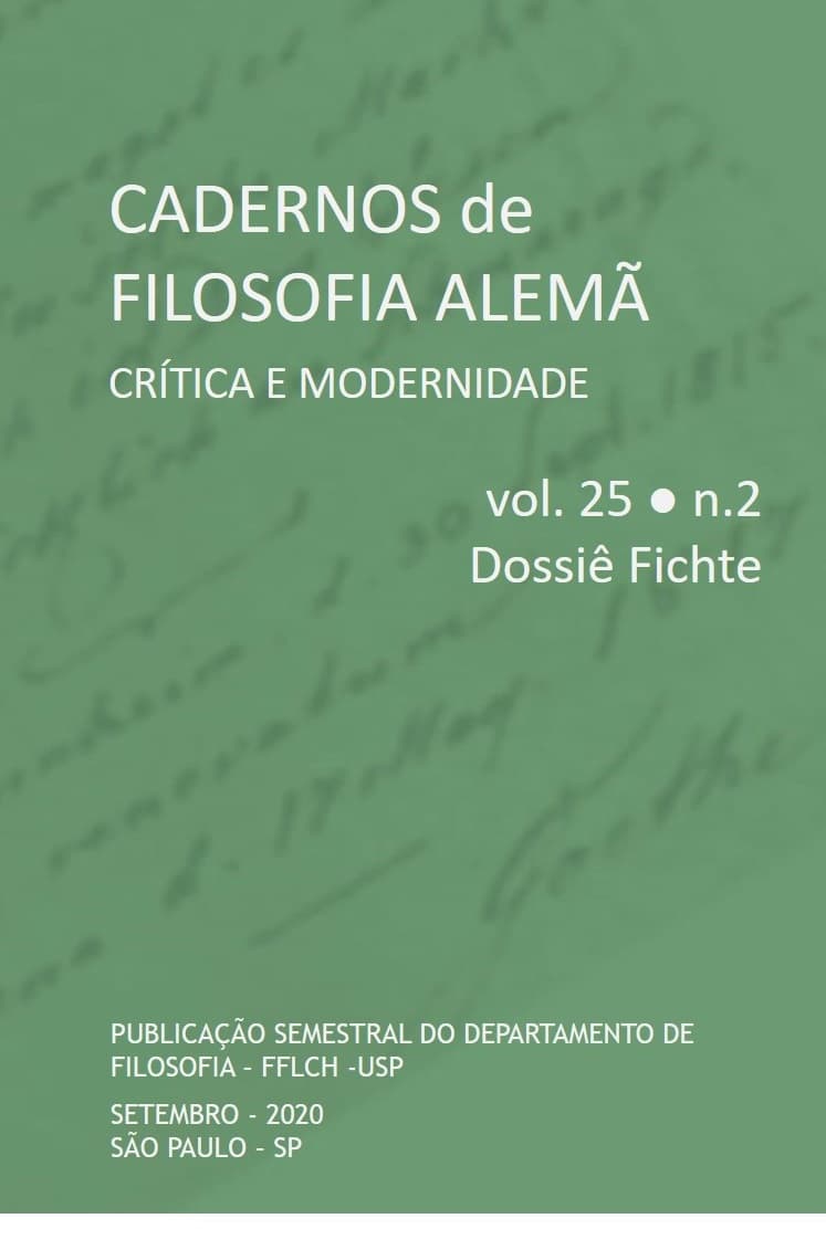 Cadernos de Filosofia Alemã: Crítica e Modernidade - v. 25 n. 2 (2020): Edição especial: Dossiê Fichte