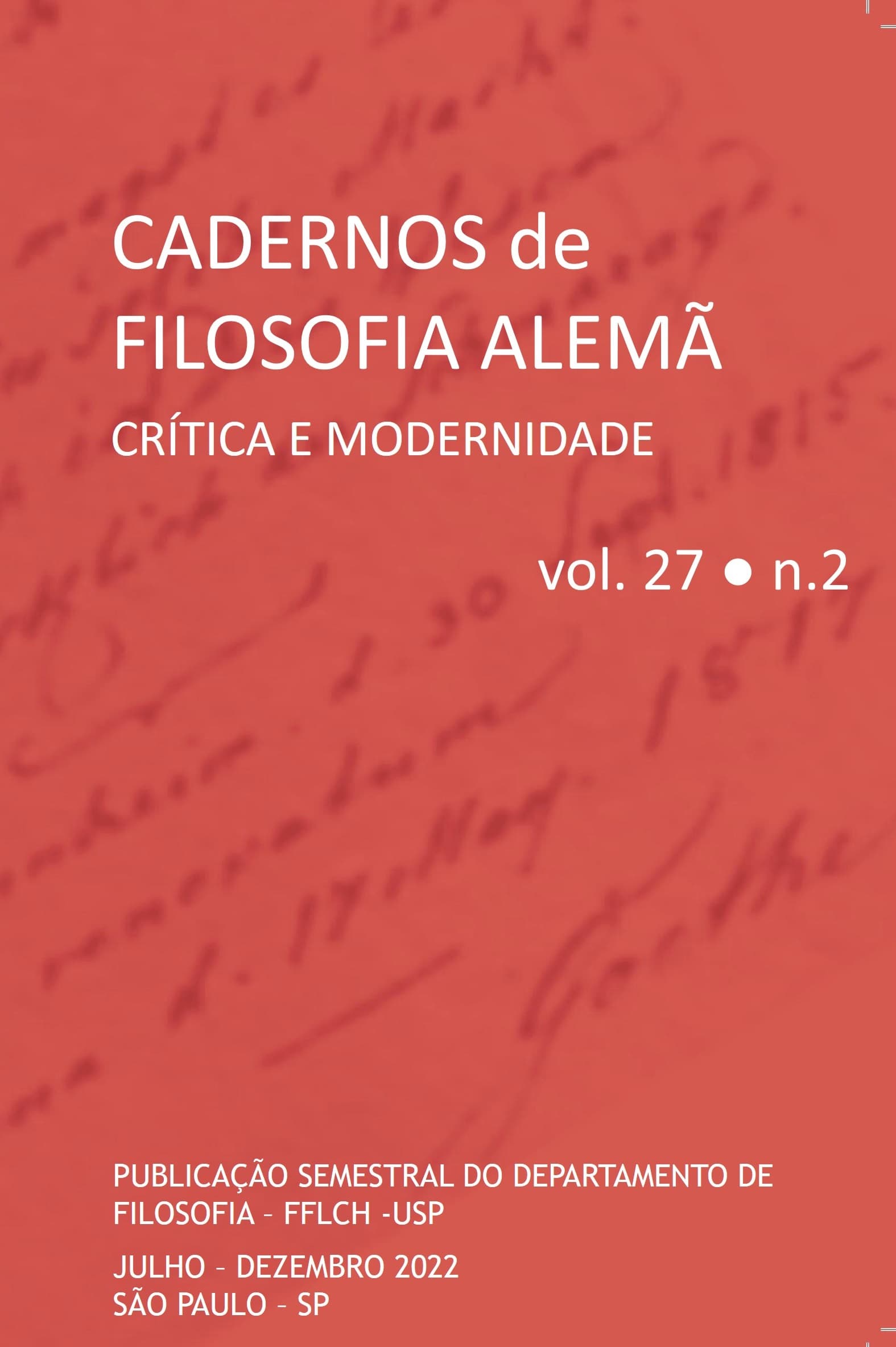 Cadernos de Filosofia Alemã: Crítica e Modernidade - v. 27 n. 2 (2022)