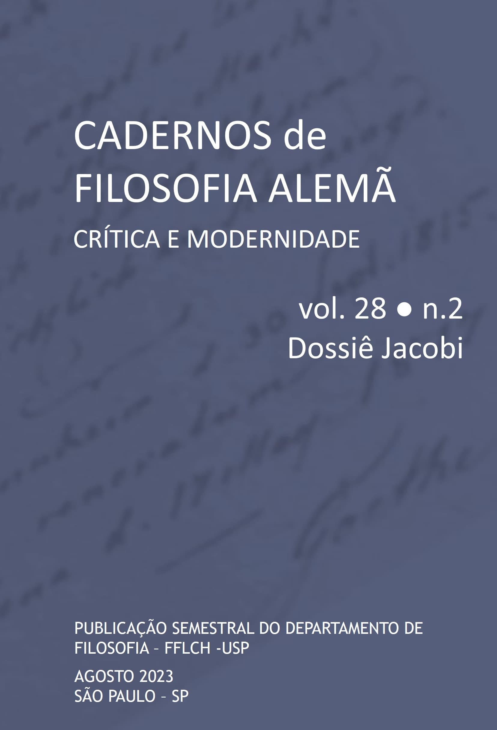 Cadernos de Filosofia Alemã: Crítica e Modernidade - v. 28 n. 2 (2023): Dossiê Jacobi