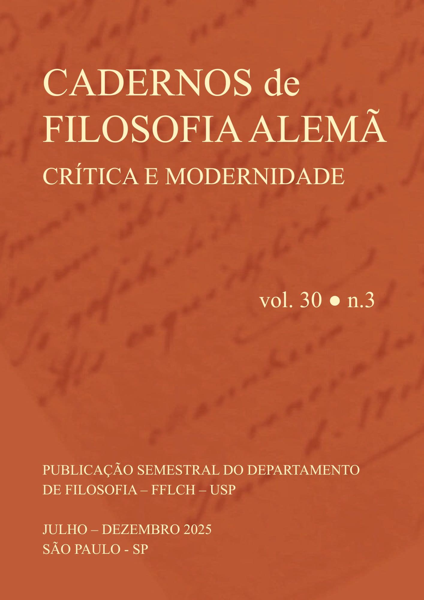 Cadernos de Filosofia Alemã: Crítica e Modernidade - v. 30 n. 3 (2025)