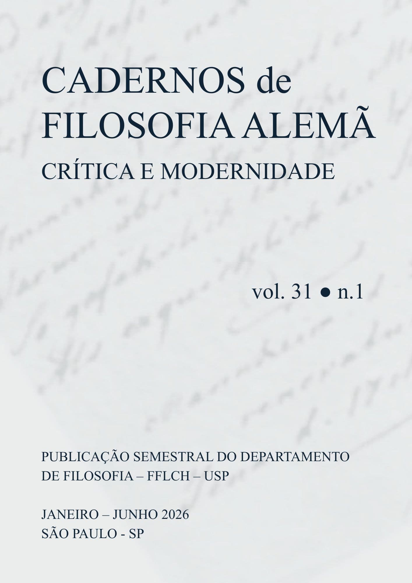 Cadernos de Filosofia Alemã: Crítica e Modernidade - v. 31 n. 1 (2026)