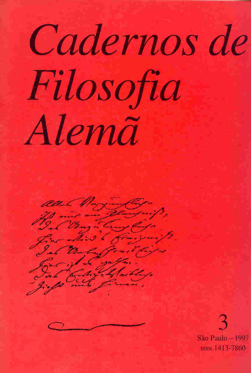 Cadernos de Filosofia Alemã: Crítica e Modernidade - n. 3 (1997)