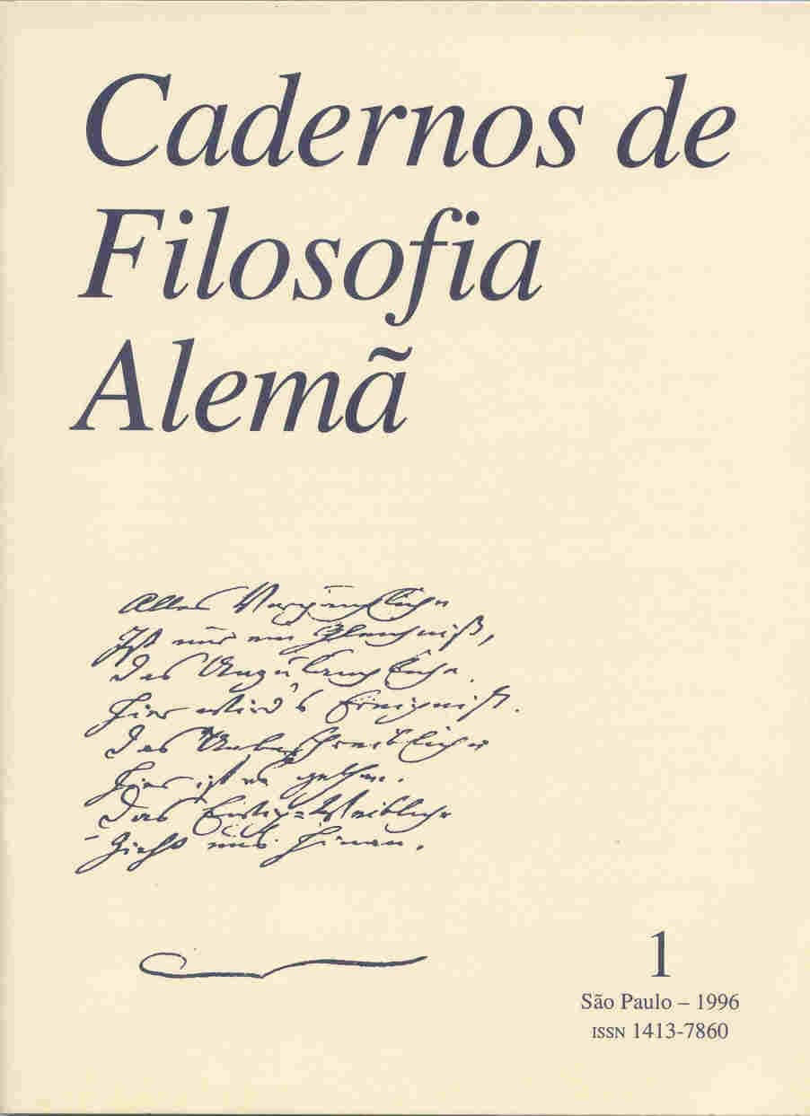 Cadernos de Filosofia Alemã: Crítica e Modernidade - n. 1 (1996)