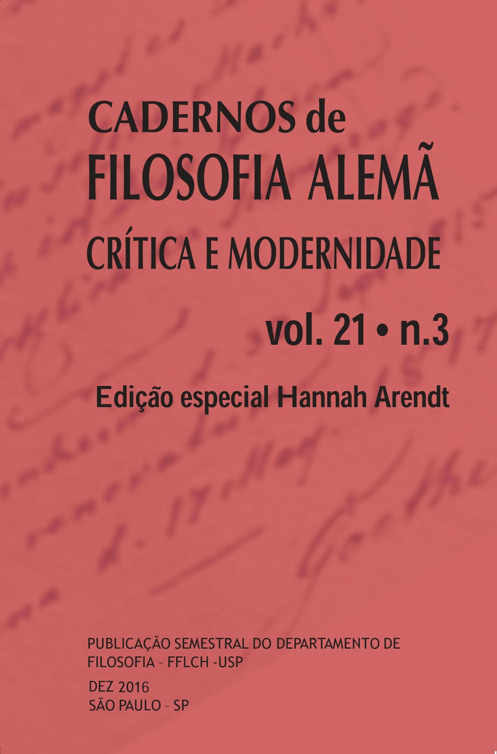 Cadernos de Filosofia Alemã: Crítica e Modernidade - v. 21 n. 3 (2016)