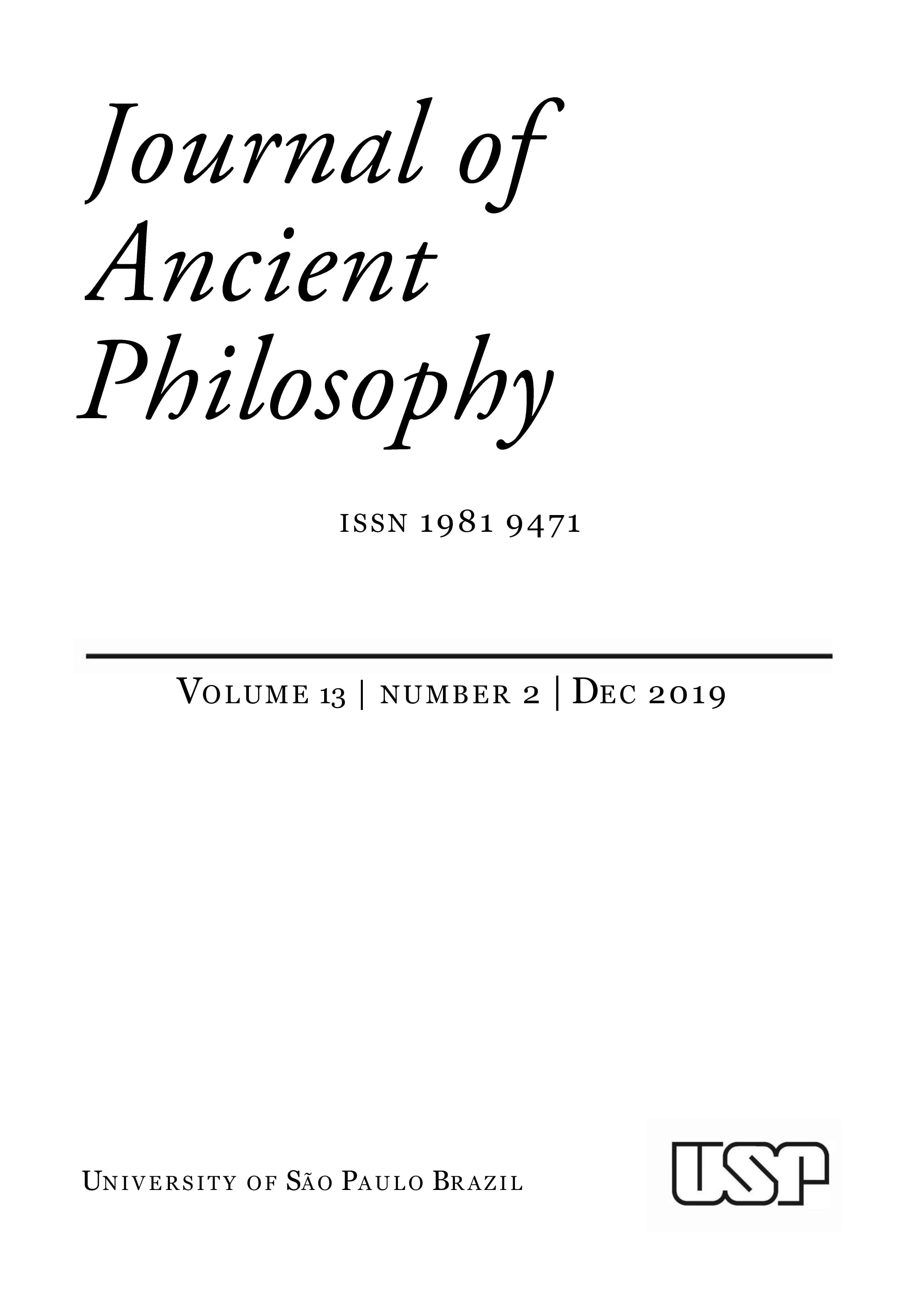 Journal of Ancient Philosophy - v. 13 n. 2 (2019)