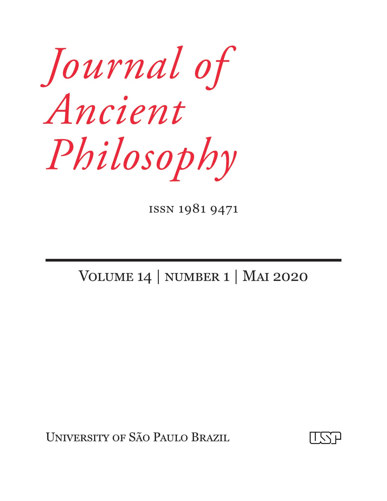 Journal of Ancient Philosophy - v. 14 n. 1 (2020)