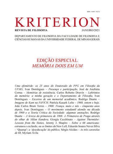 Revista Kriterion - EDIÇÃO ESPECIAL "MEMÓRIA DOIS EM UM"