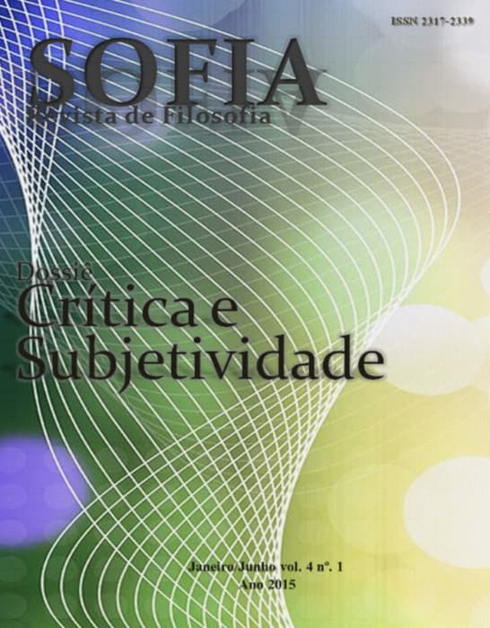 Sofia - Dossiê Crítica e Subjetividade, v. 4 n. 1 (2015)