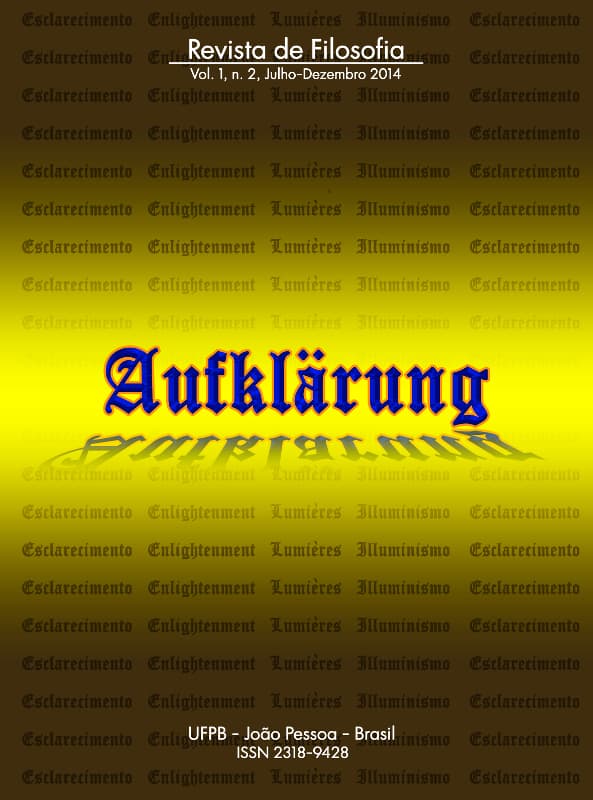Aufklärung: journal of philosophy - Revista Aufklärung. v. 1, n. 2 (2014), Julho-Dezembro, v. 1 n. 2 (2014)