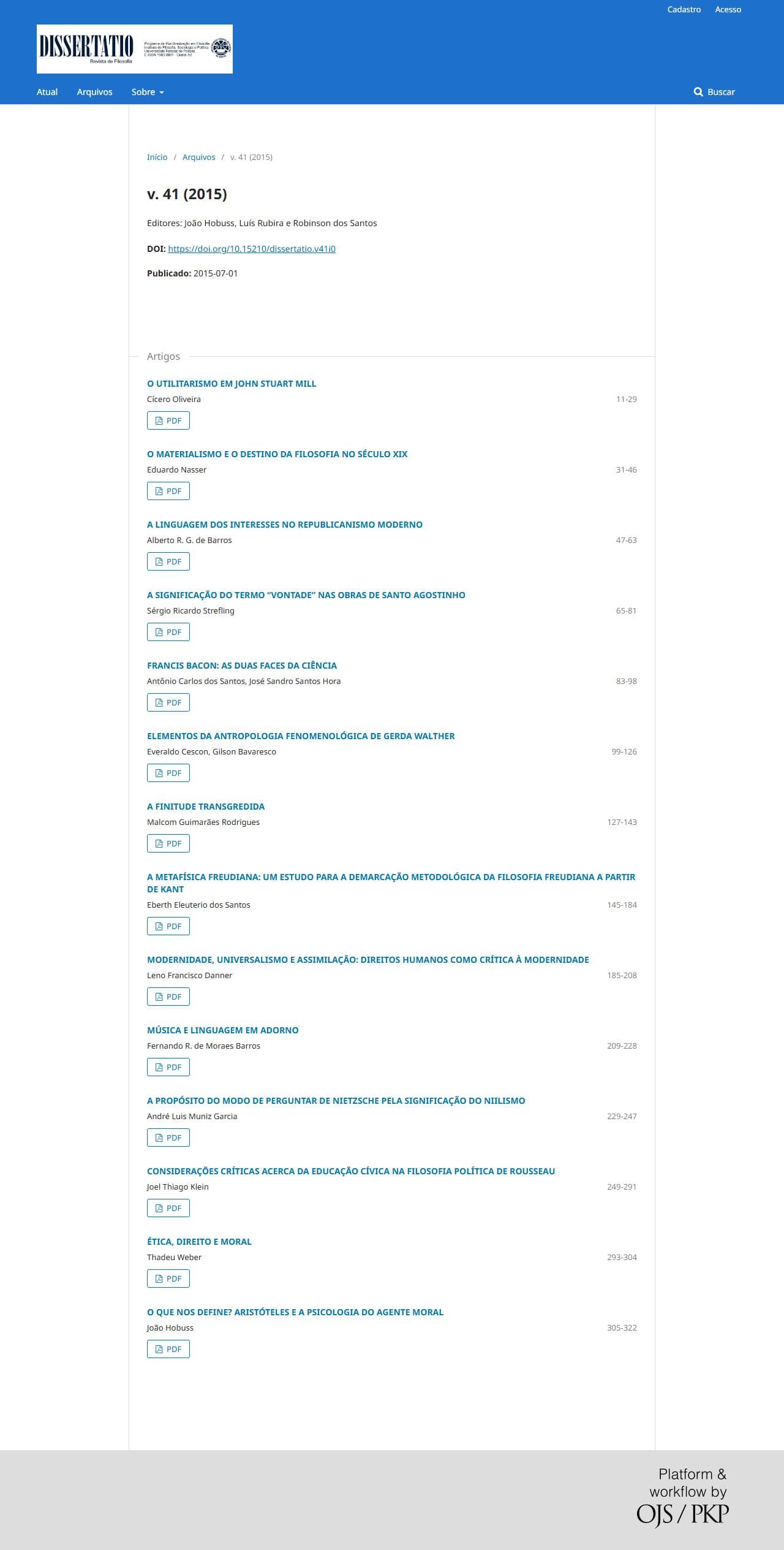 Revista Dissertatio de Filosofia - v. 41 (2015)