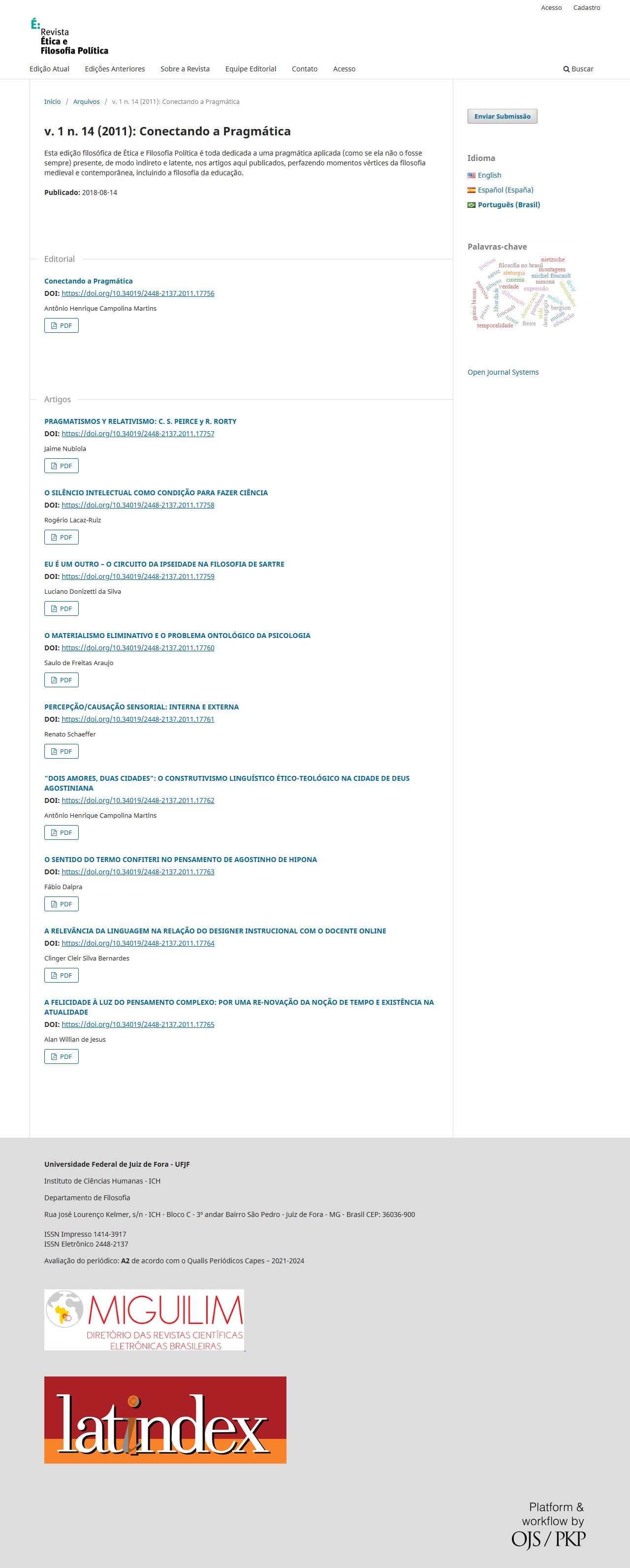 Revista Ética e Filosofia Política - Conectando a Pragmática, v. 1 n. 14 (2011)