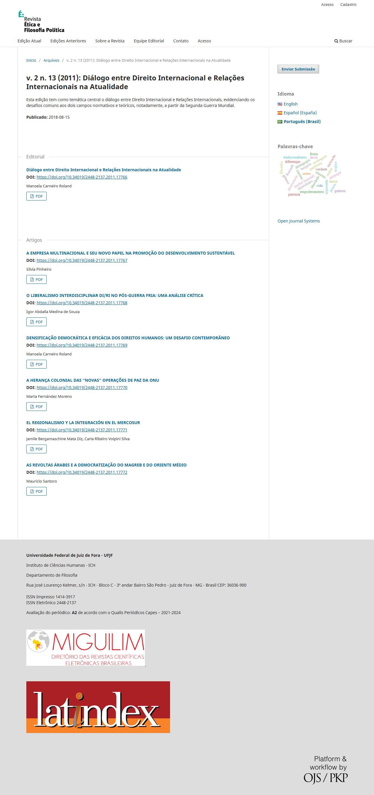 Revista Ética e Filosofia Política - Diálogo entre Direito Internacional e Relações Internacionais na Atualidade, v. 2 n. 13 (2011)