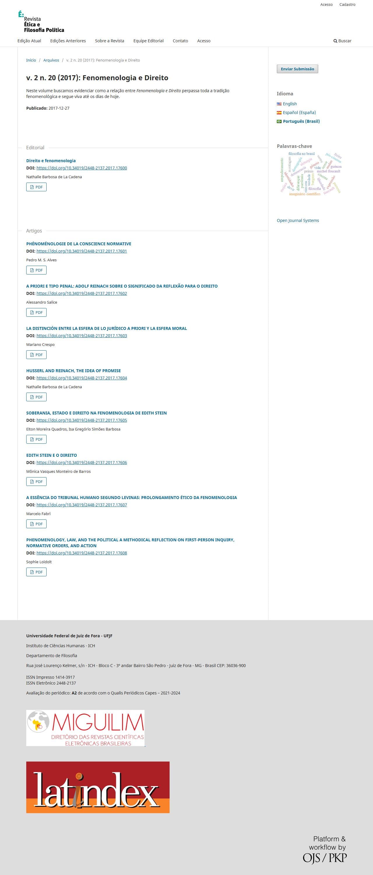 Revista Ética e Filosofia Política - Fenomenologia e Direito, v. 2 n. 20 (2017)