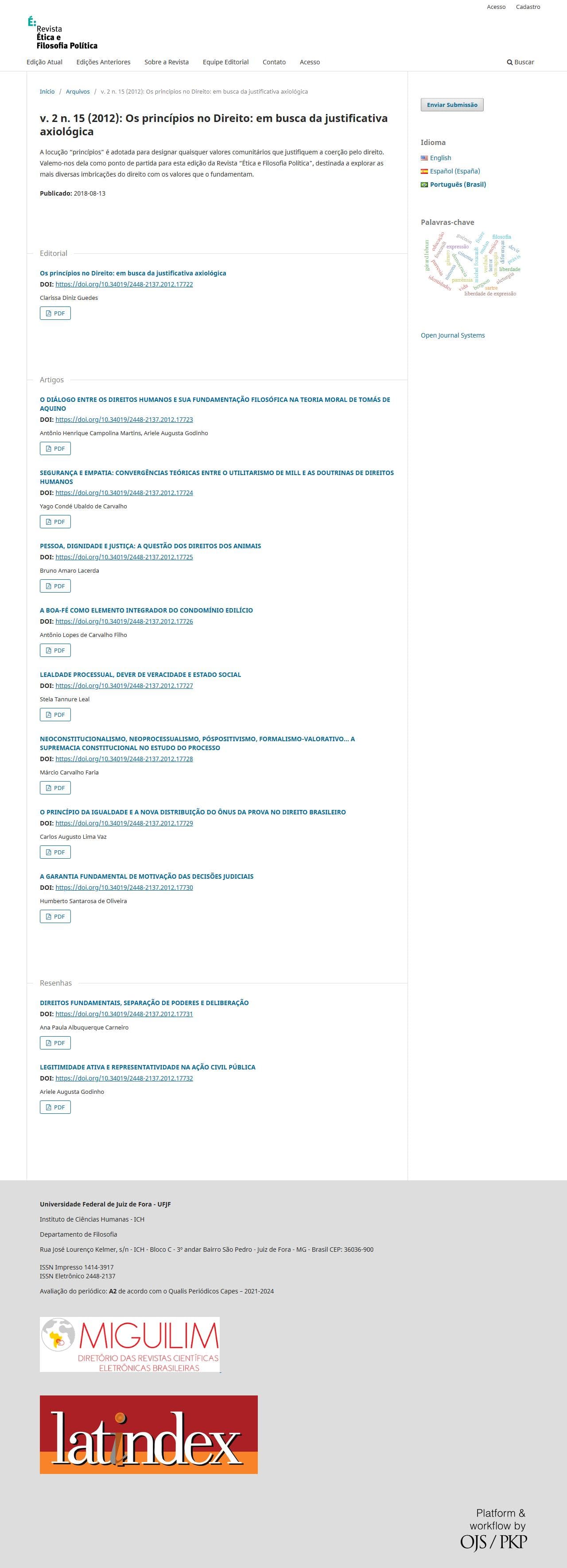 Revista Ética e Filosofia Política - Os princípios no Direito: em busca da justificativa axiológica, v. 2 n. 15 (2012)