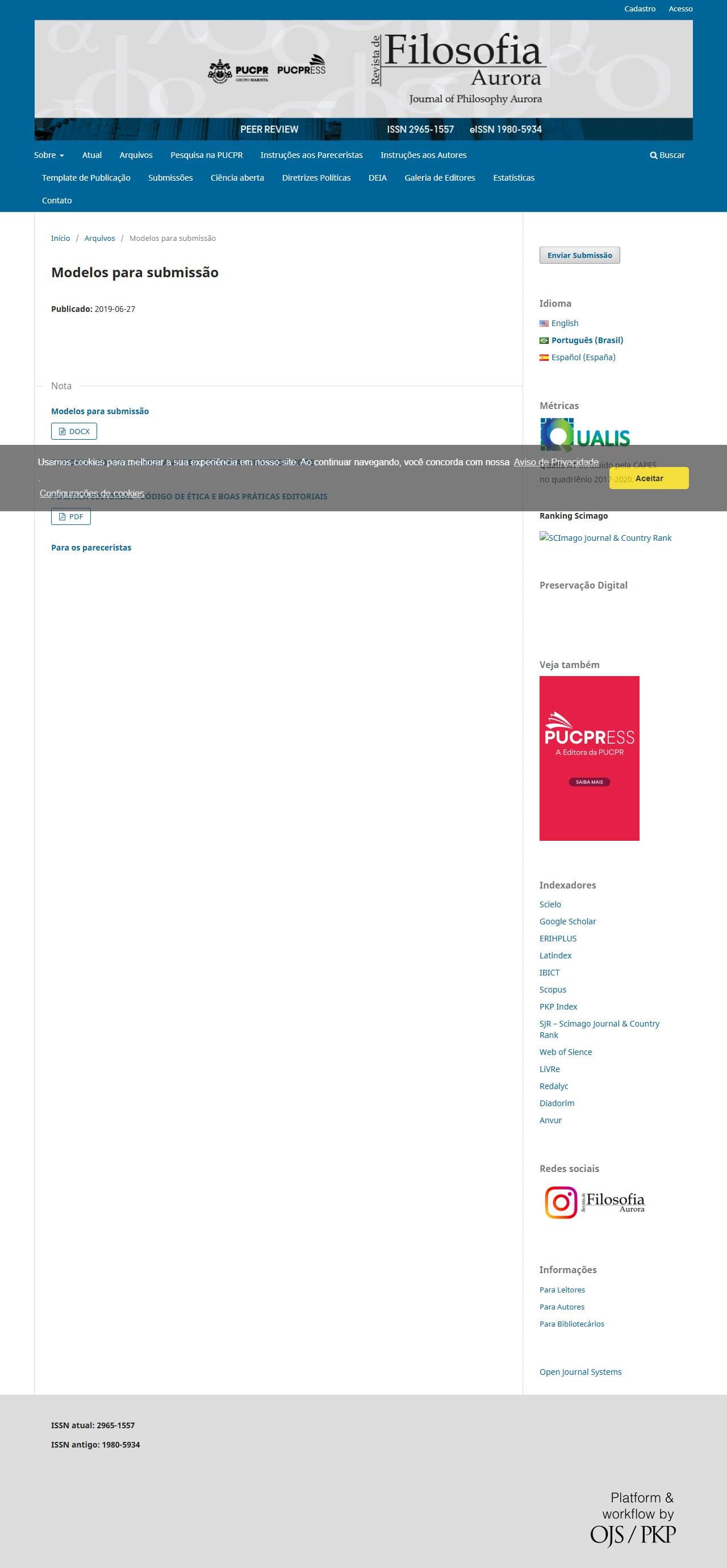 Revista de Filosofia Aurora - Modelos para submissão