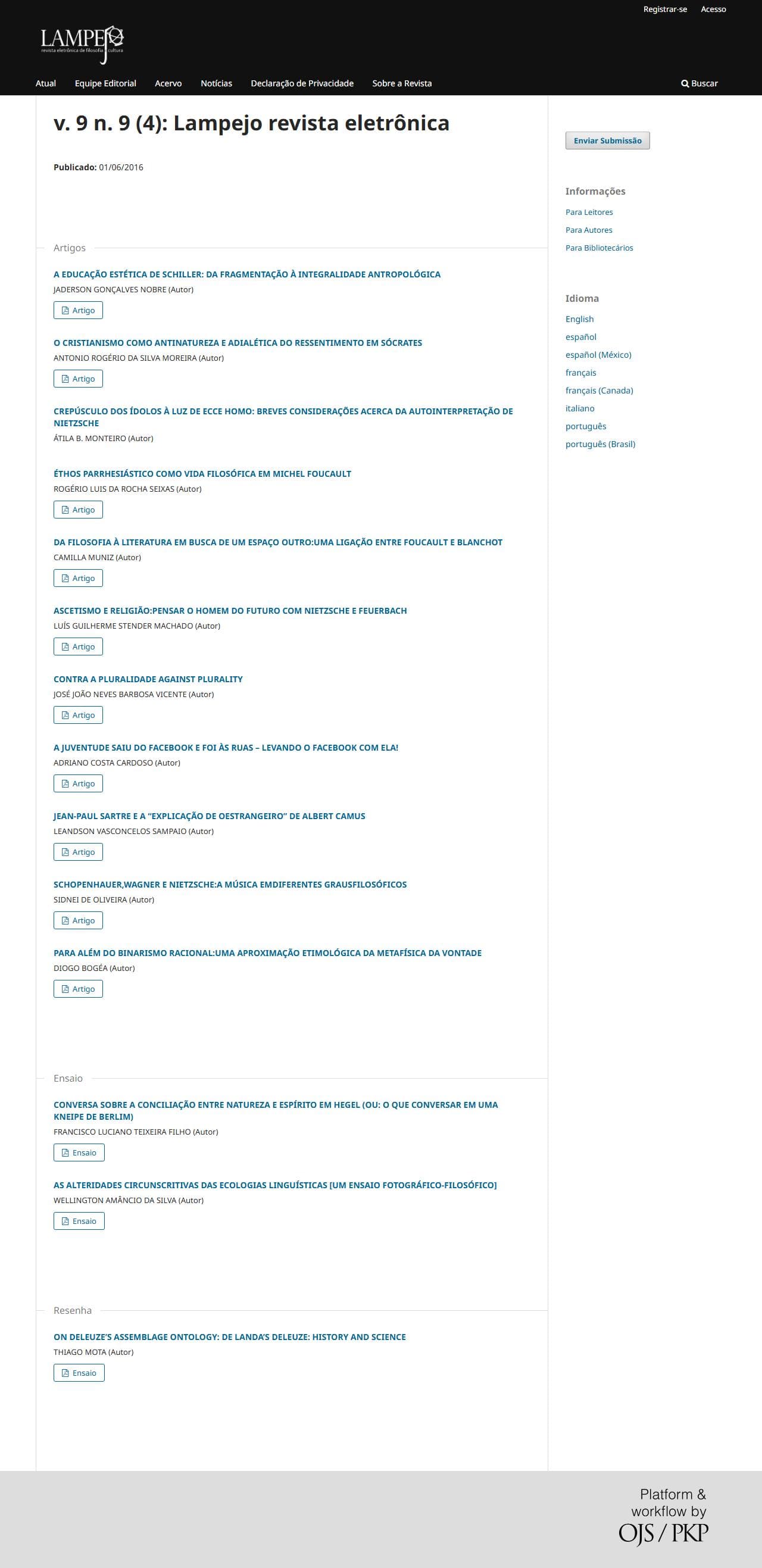 Lampejo - Revista Eletrônica de Filosofia - Revista Lampejo - 12º edição, v. 6 n. 2 (2018)