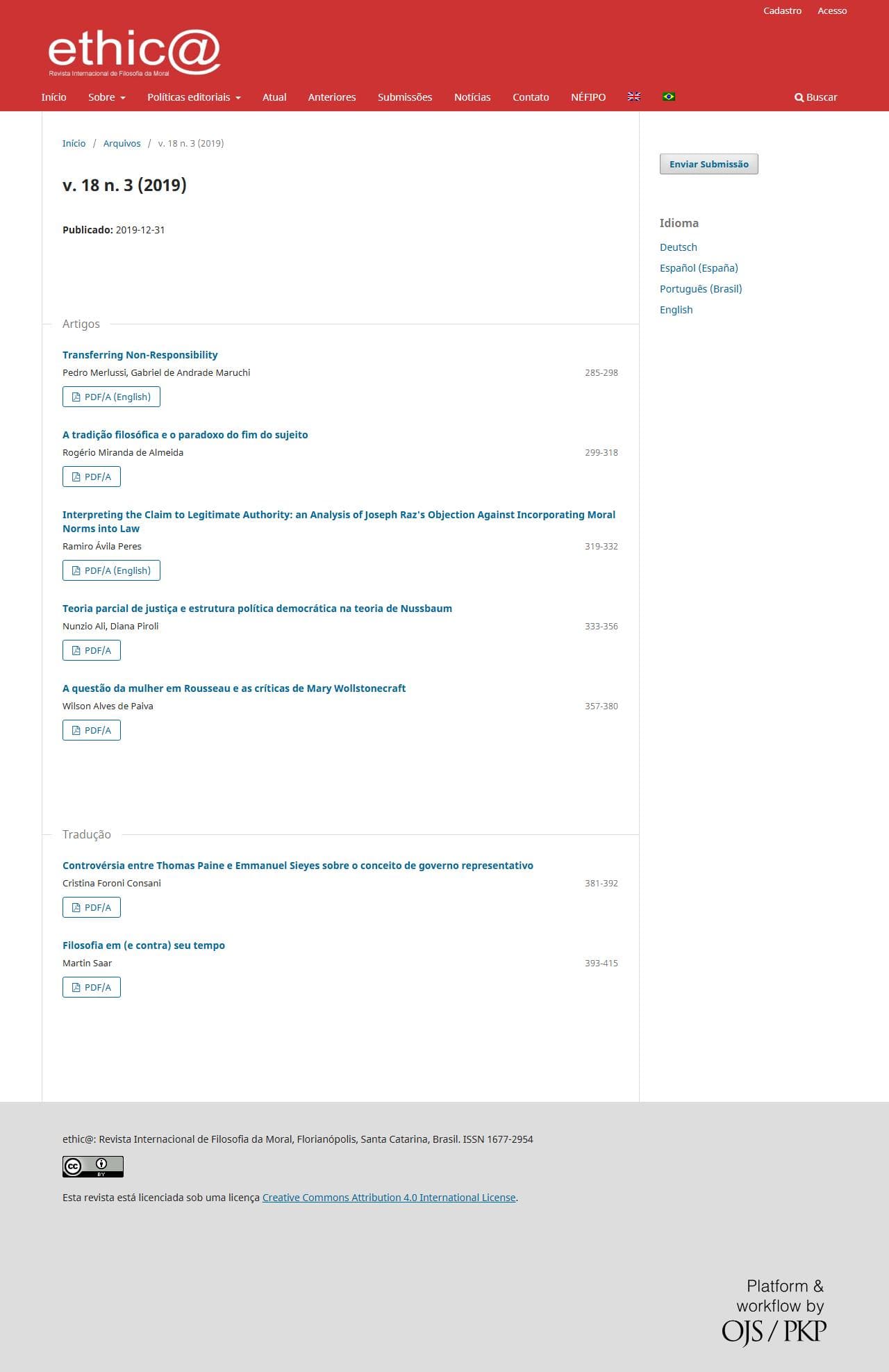 ethic@ - An international Journal for Moral Philosophy - v. 18 n. 3 (2019)