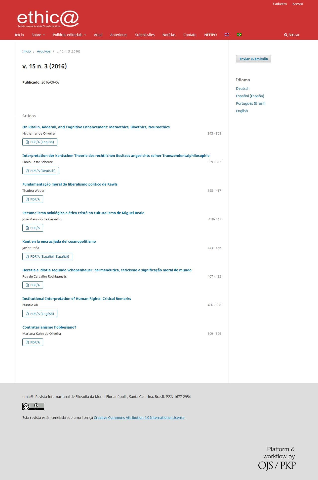 ethic@ - An international Journal for Moral Philosophy - v. 15 n. 3 (2016)