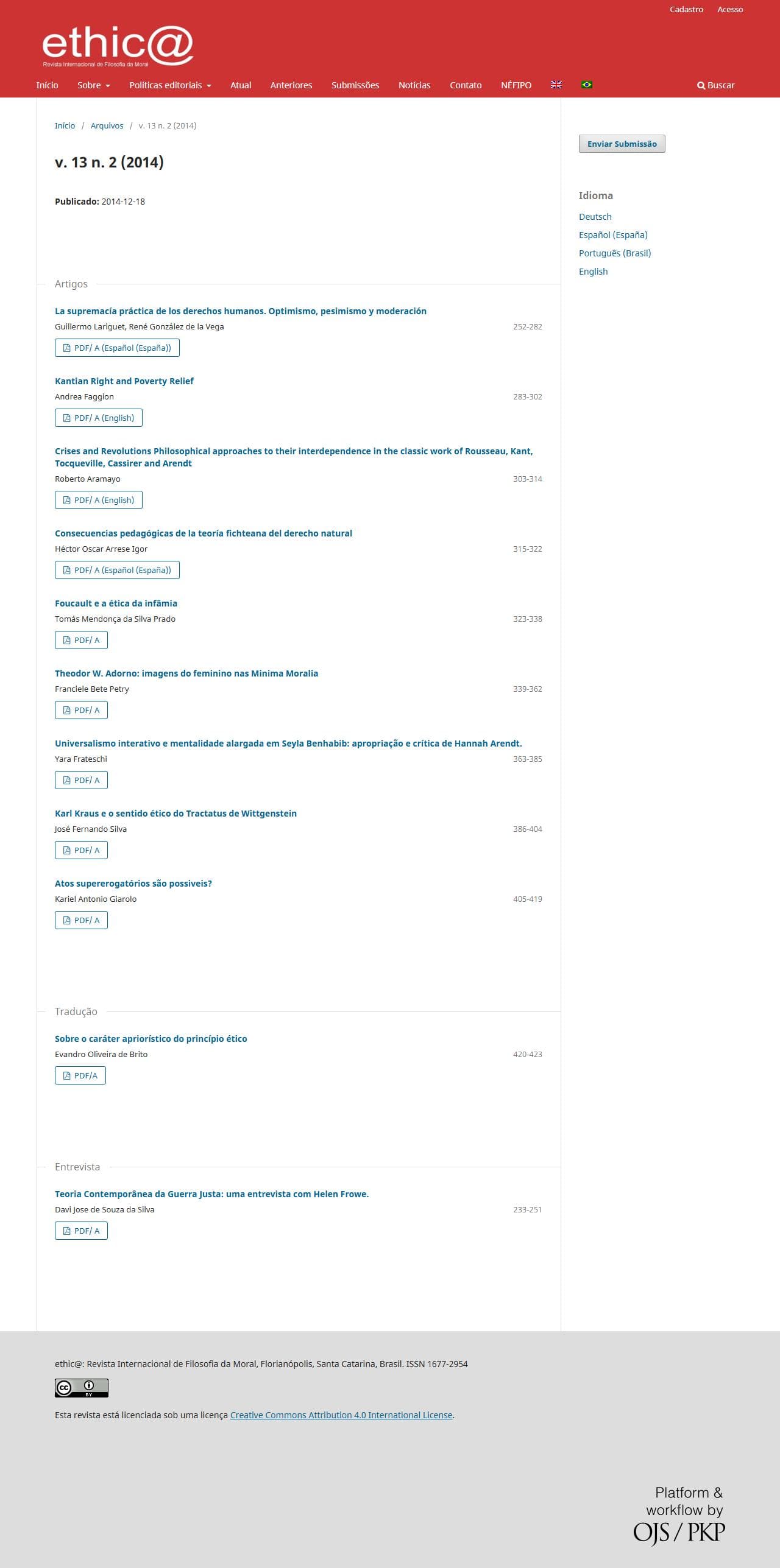 ethic@ - An international Journal for Moral Philosophy - v. 13 n. 2 (2014)