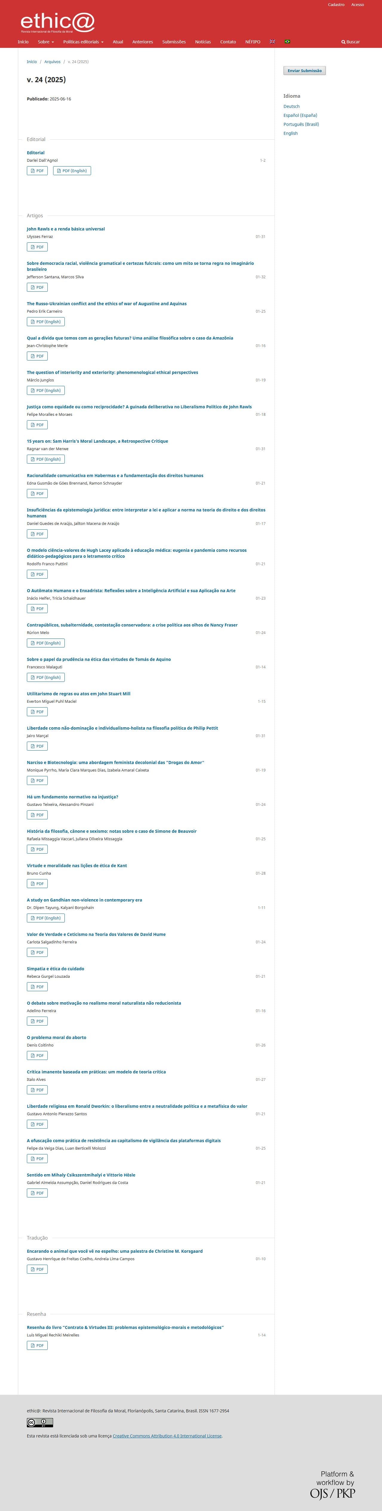 ethic@ - An international Journal for Moral Philosophy - v. 24 (2025)