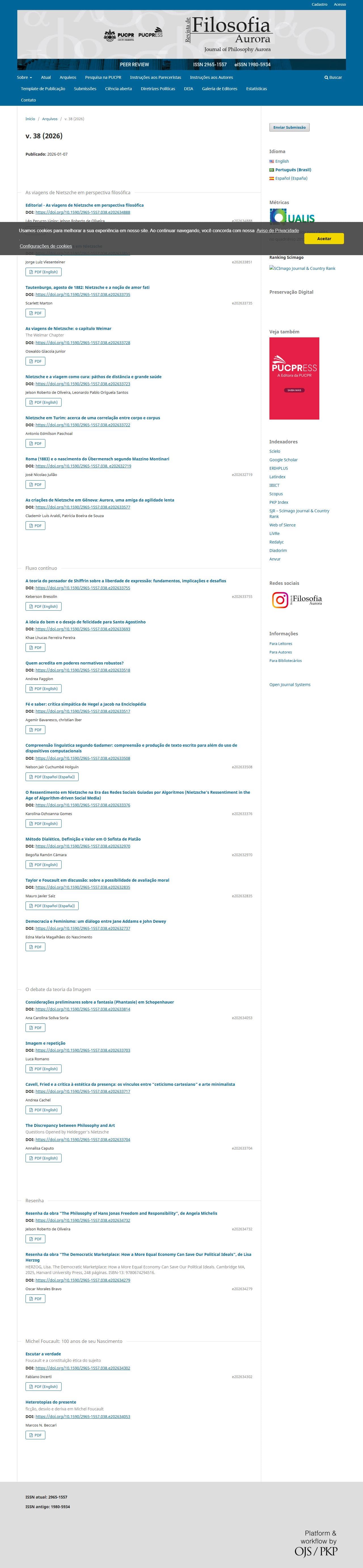 Revista de Filosofia Aurora - v. 38 (2026)