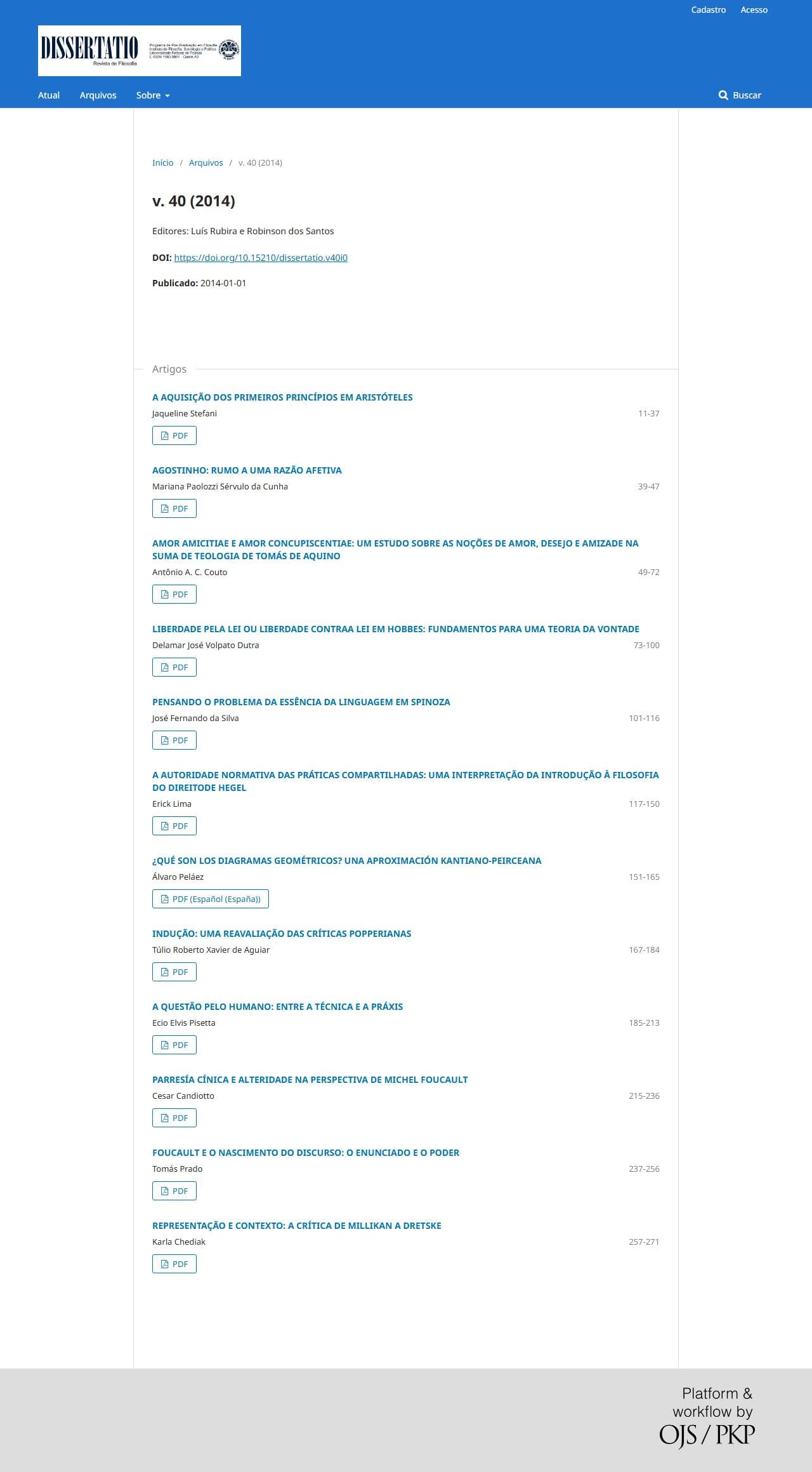 Revista Dissertatio de Filosofia - v. 40 (2014)