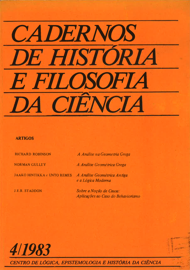 Cadernos de História e Filosofia da Ciência - Série 1, v. 4 (1984)