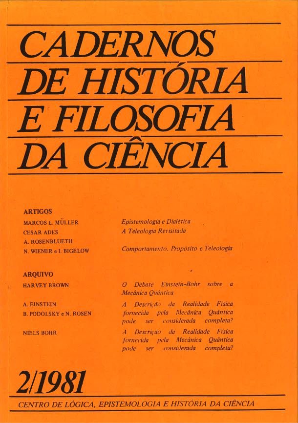 Cadernos de História e Filosofia da Ciência - Série 1, v. 2 (1981)