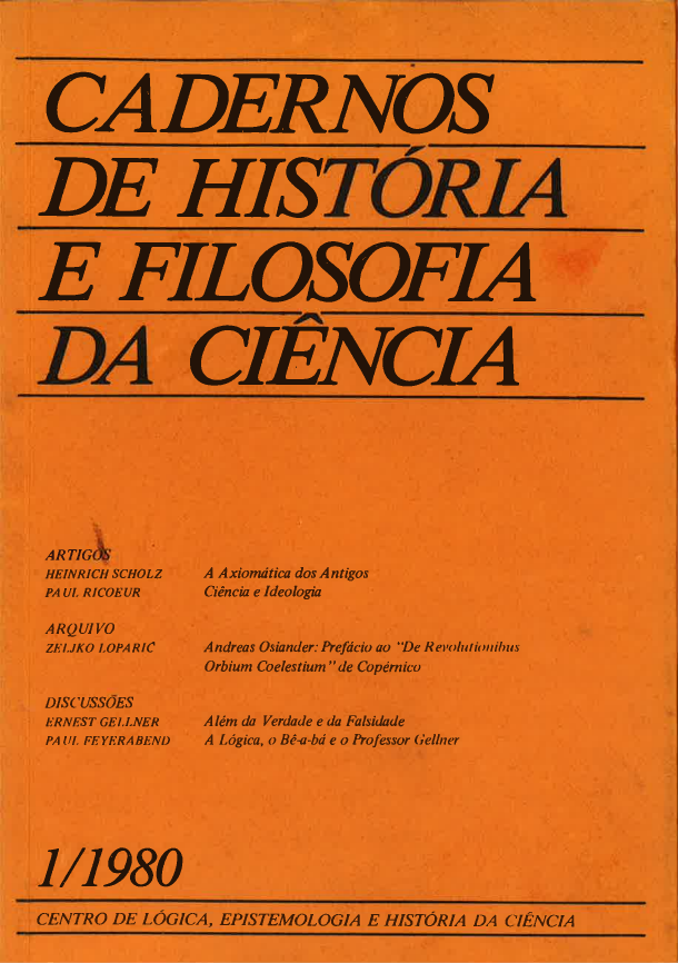 Cadernos de História e Filosofia da Ciência - Série 1, v. 1 (1980)