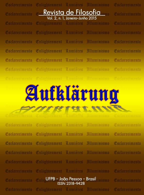 Aufklärung: journal of philosophy - Revista Aufklärung. v. 2, n. 1 (2015), Janeiro-Junho, v. 2 n. 1 (2015)