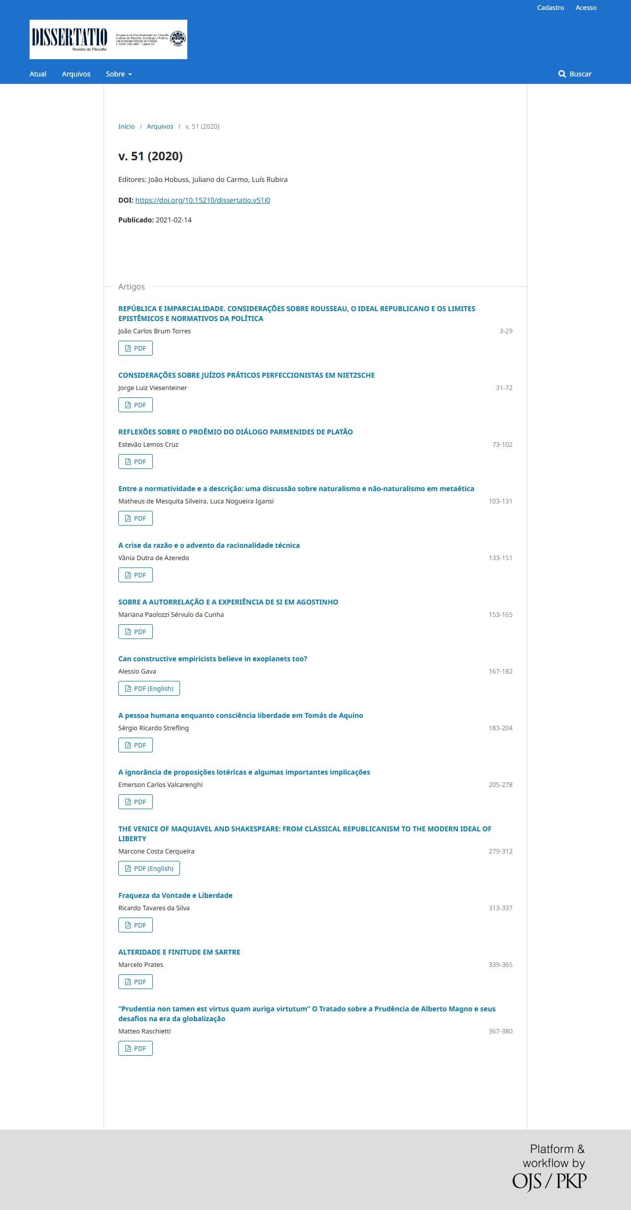 Revista Dissertatio de Filosofia - v. 51 (2020)