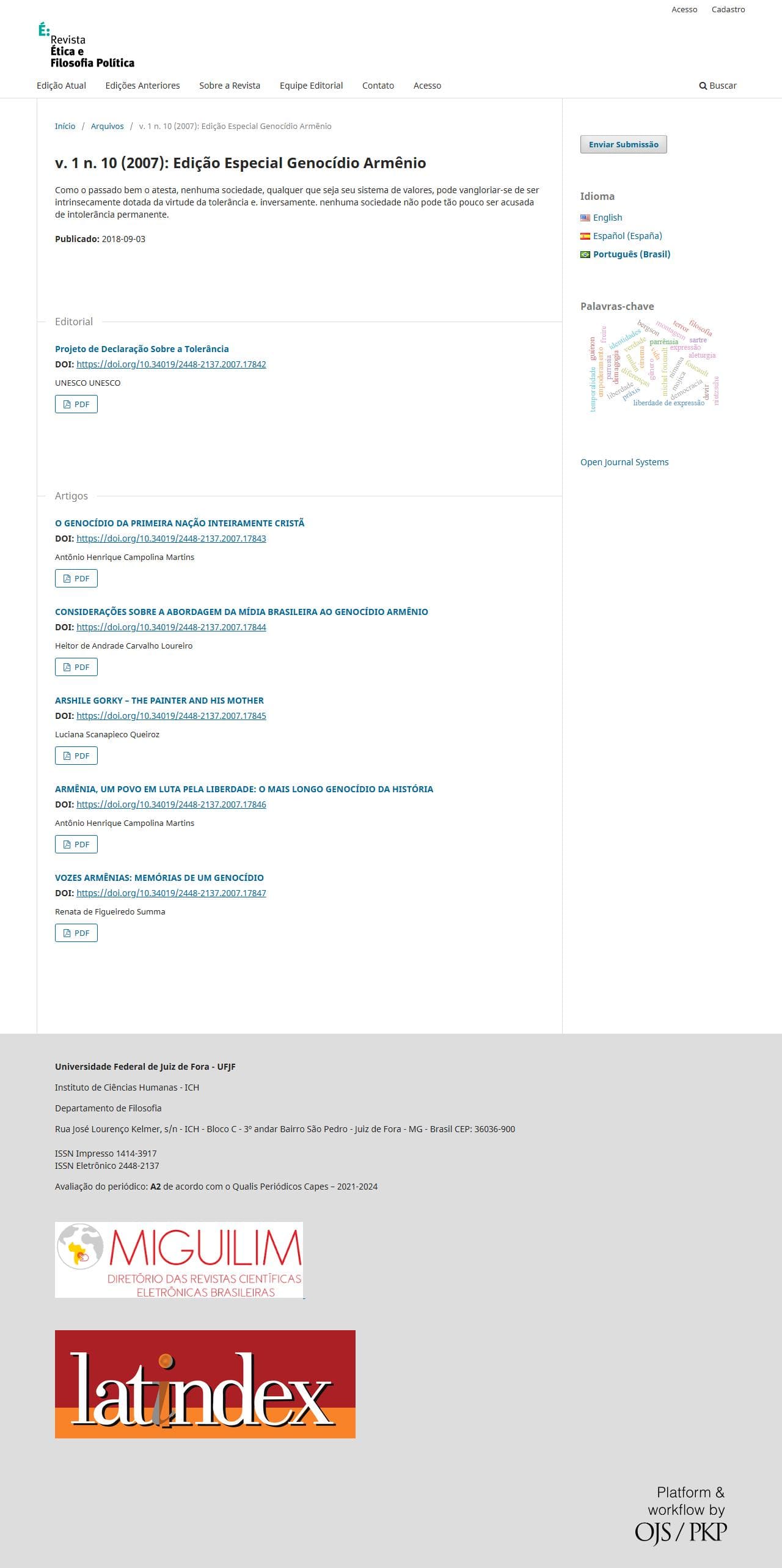 Revista Ética e Filosofia Política - Edição Especial Genocídio Armênio, v. 1 n. 10 (2007)