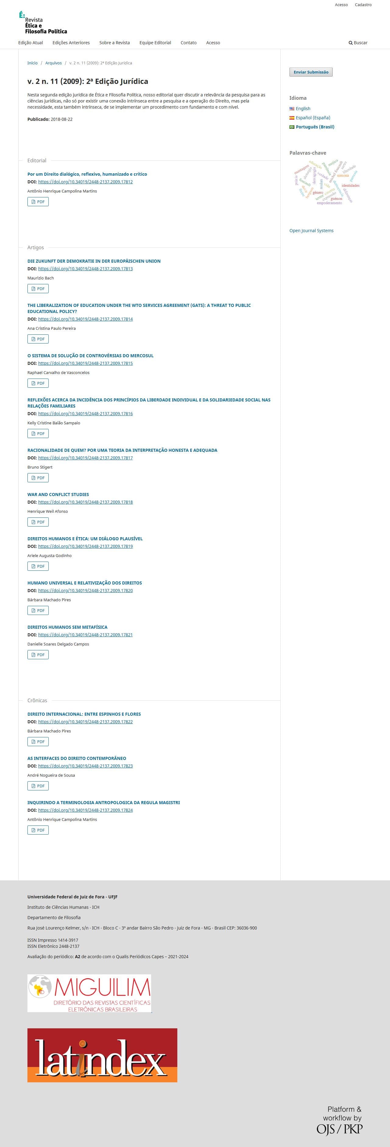 Revista Ética e Filosofia Política - 2ª Edição Jurídica, v. 2 n. 11 (2009)