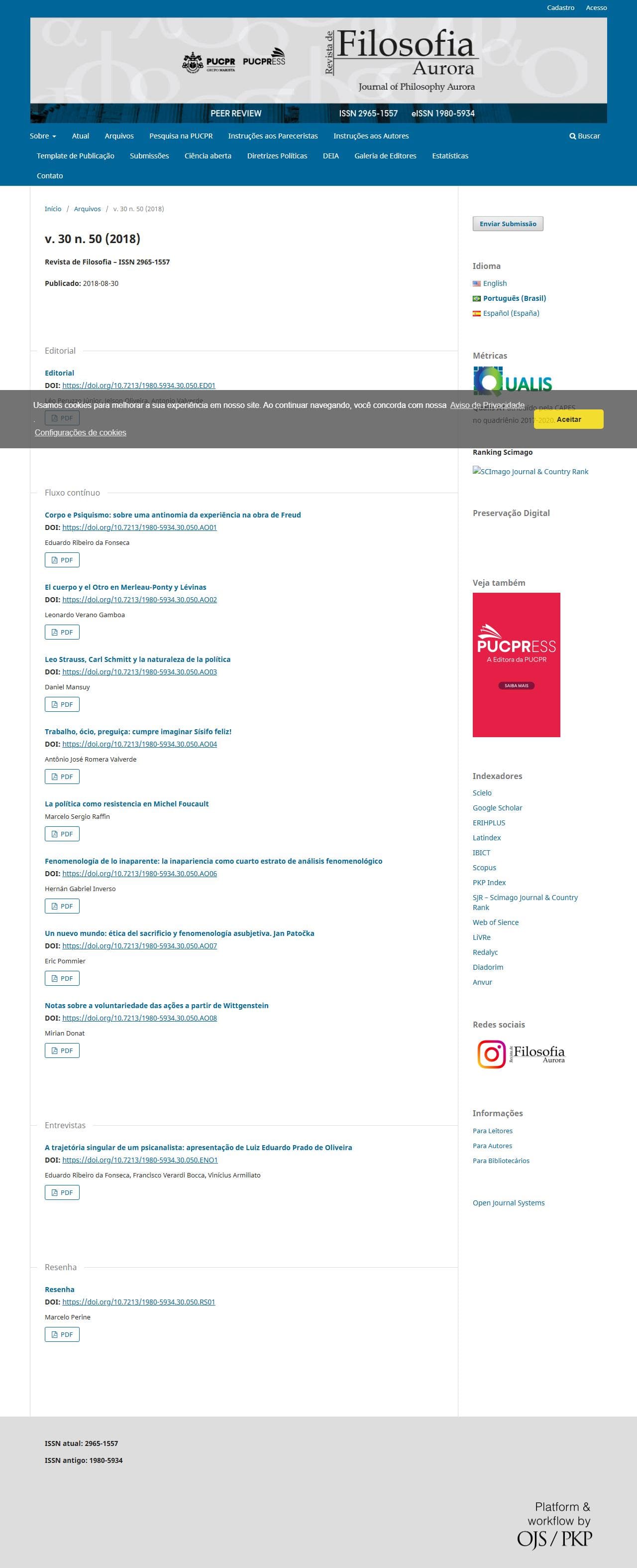 Revista de Filosofia Aurora - v. 30 n. 50 (2018)