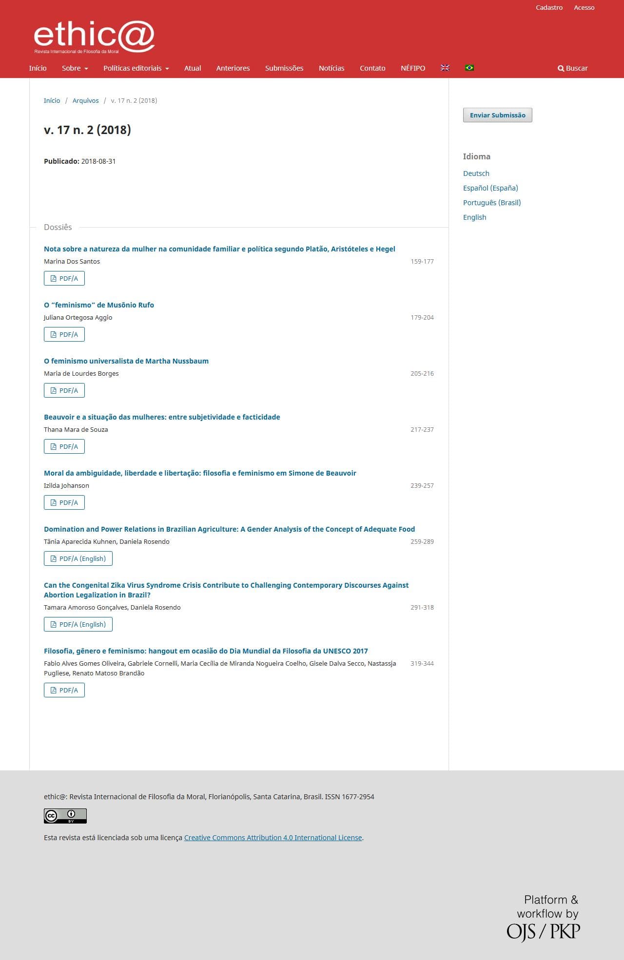 ethic@ - An international Journal for Moral Philosophy - v. 17 n. 2 (2018)