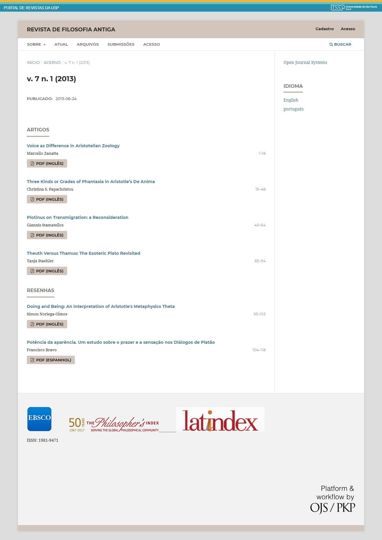 Journal of Ancient Philosophy - Vol. 7 No. 1 (2013)